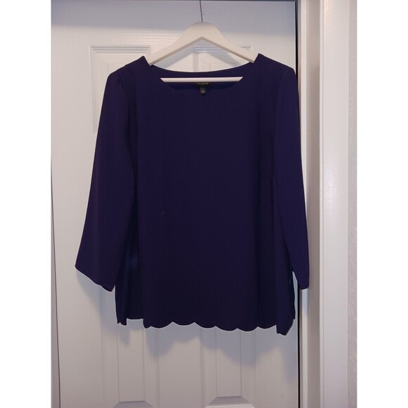 Talbots Women's Top Blouse Purple Size L Open Back Long Sleeve Crew Neck - Picture 1 of 2